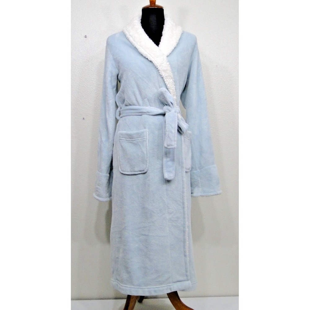Pottery Barn Sherpa Lined Robe - Small - Light Blue Womens